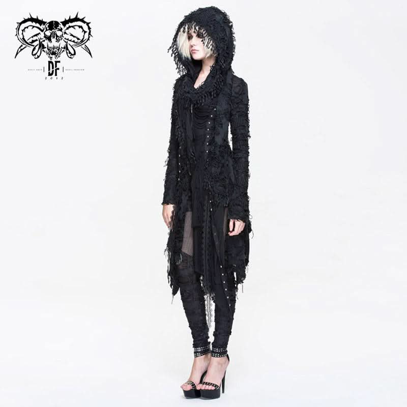 'Violations' Distressed Punk Mesh Coat