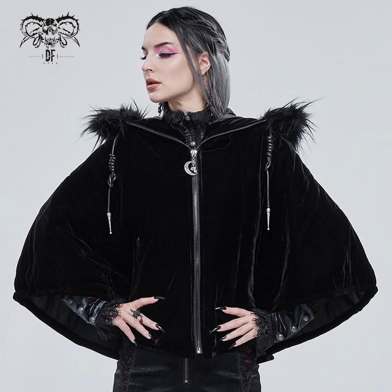 'Sweet Oblivion' Gothic Cape With Fur Lined Hood