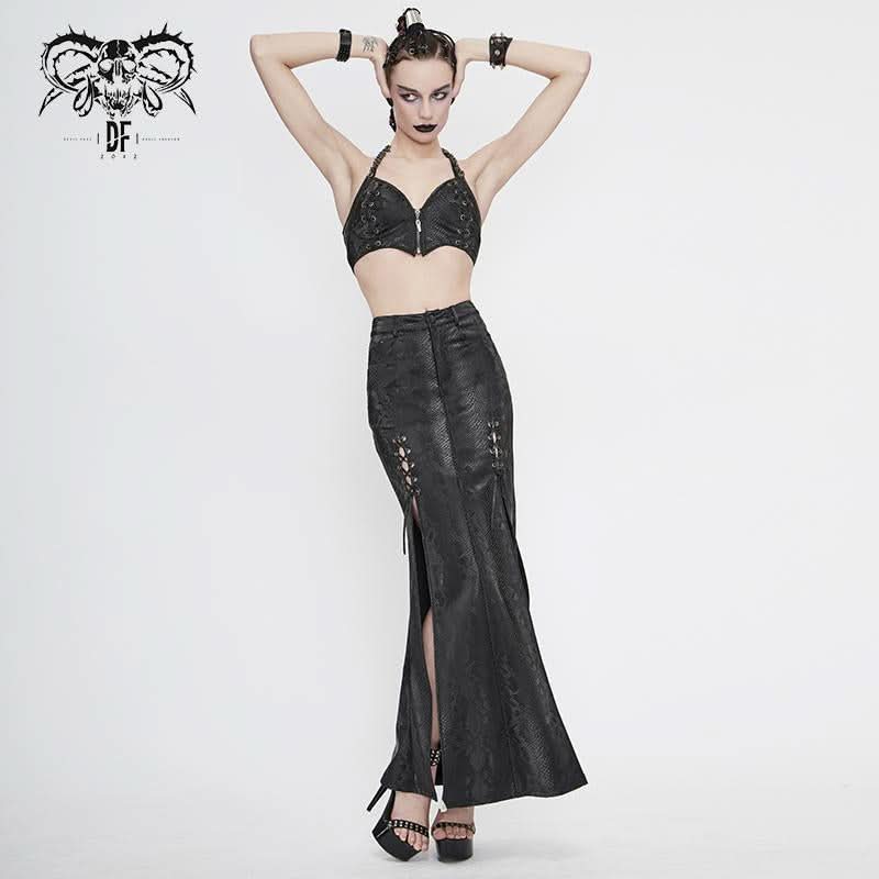 'Slither' Snakeskin Pattern A-Line Skirt
