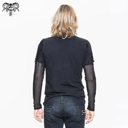 'Diavlo' Punk Distressed Mesh Shirt With Loops