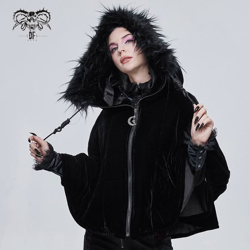 'Sweet Oblivion' Gothic Cape With Fur Lined Hood