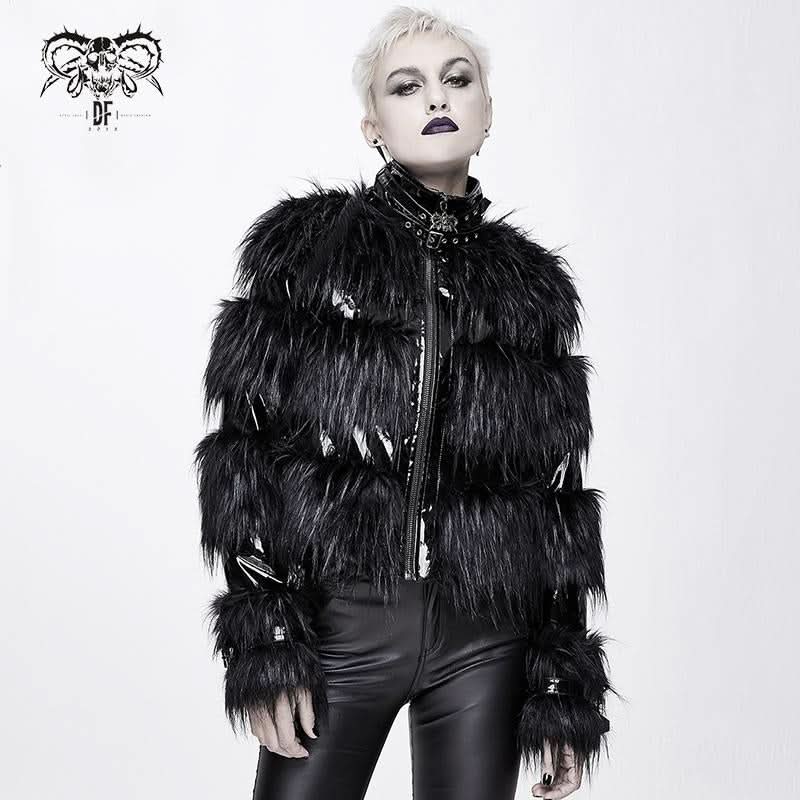 'Crossroads' Punk Jacket with Fur and PU Leather