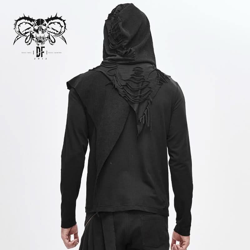 'Salander' Distressed Punk Hooded Top