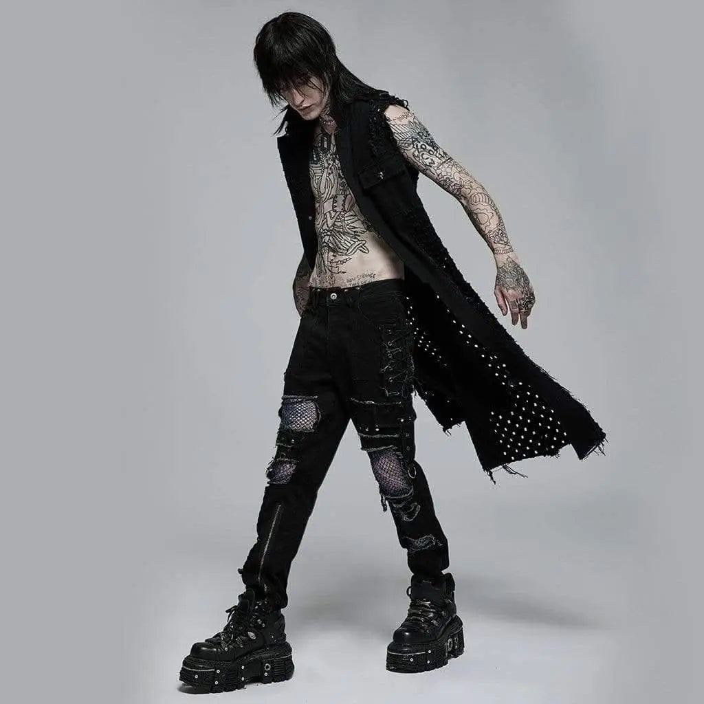 Death Metal Distressed Sleeveless Coat