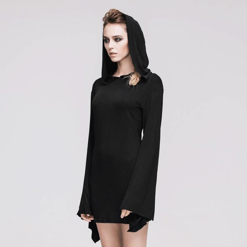 'Rusalka' Gothic Solid Coloured Dress With Kimono Sleeves
