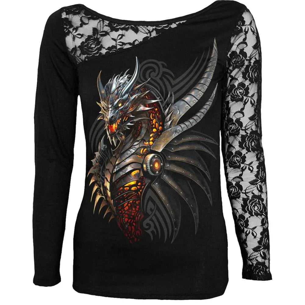 Spiral - Razor Back Longsleeve top - Blac