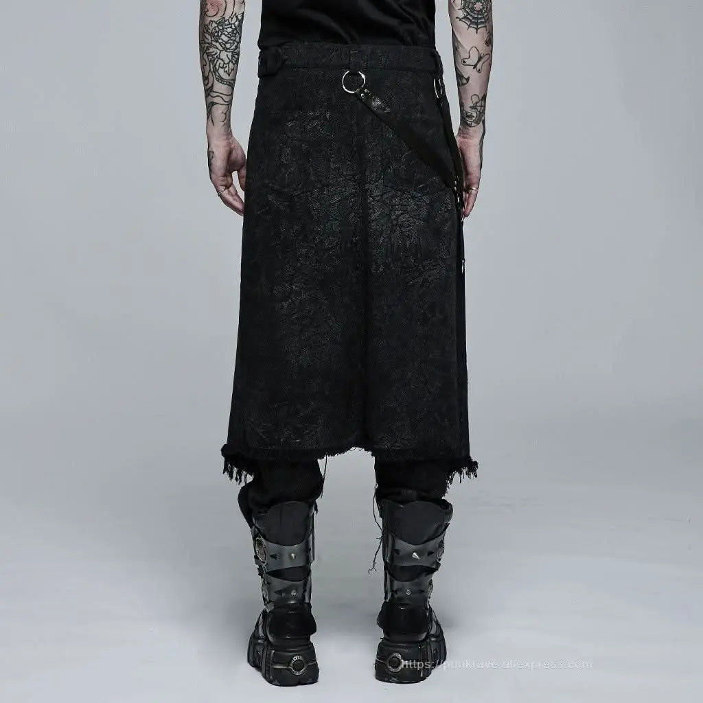 Orpheus Distressed Kilt With Leather Straps