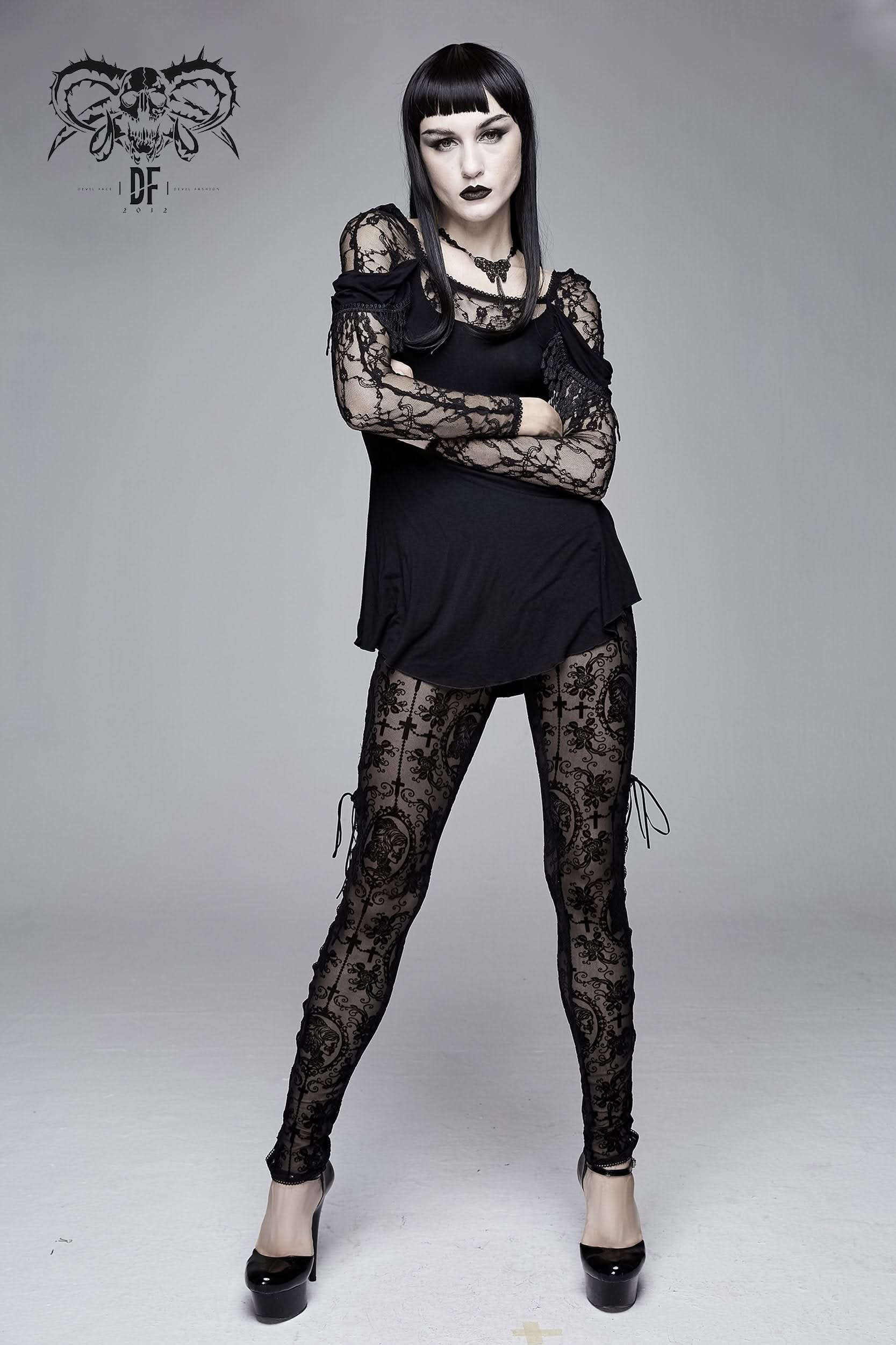 'Little Miss Scare All' Sheer Mesh Gothic Leggings