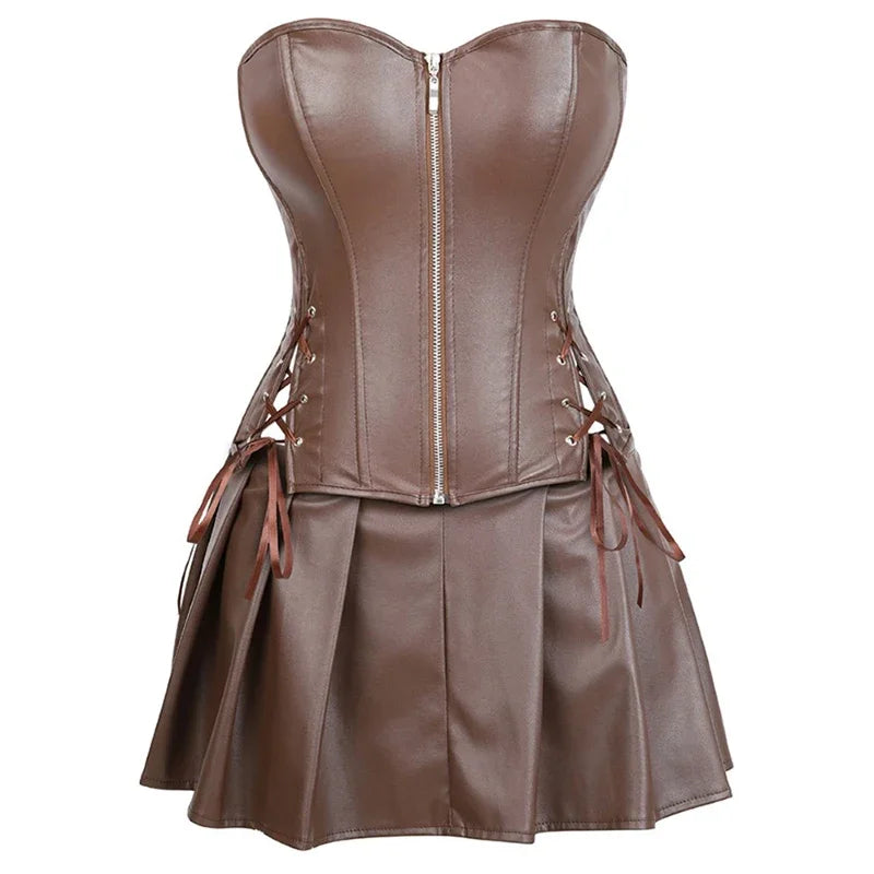 Faux Leather Corset Dress