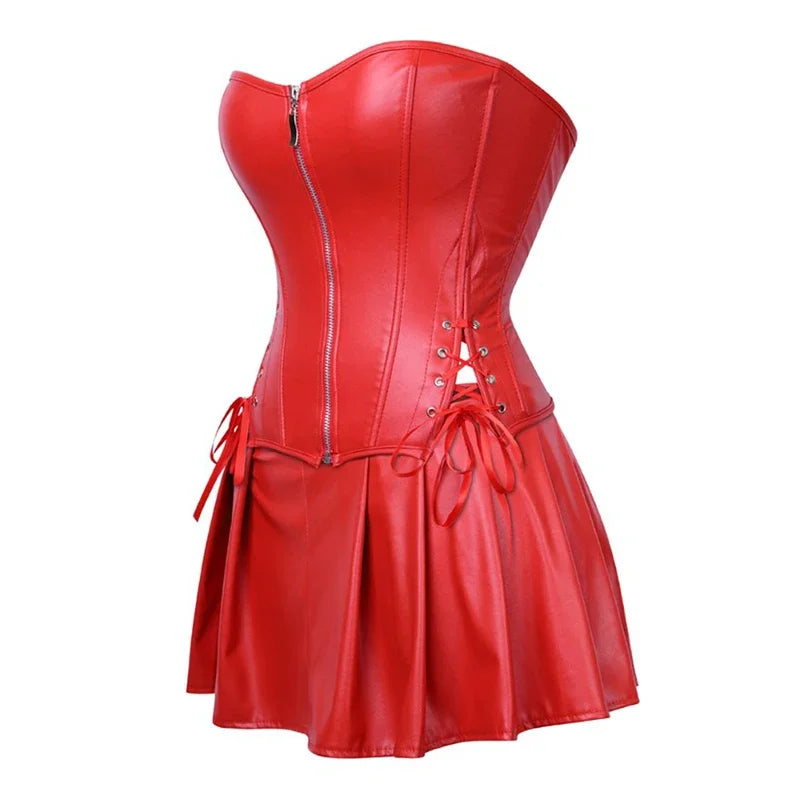 Faux Leather Corset Dress