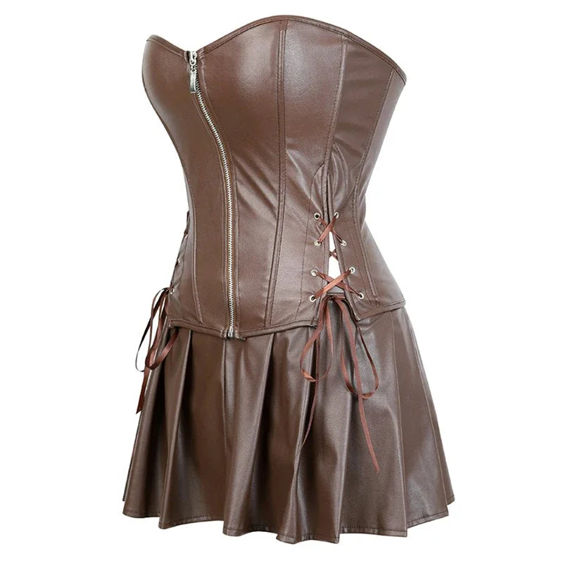 Faux Leather Corset Dress