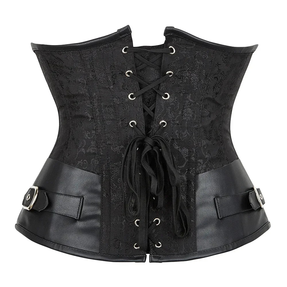 Faux Leather Underbust Corset