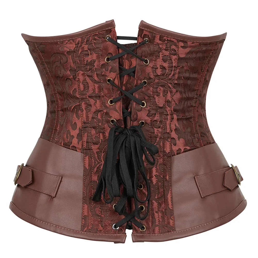 Faux Leather Underbust Corset