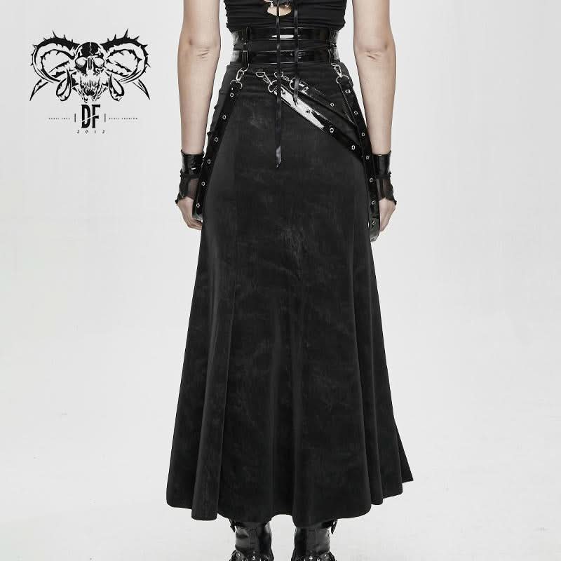 'Tokyo Underground' Gothic Black Women Half skirts With Japanese Slit