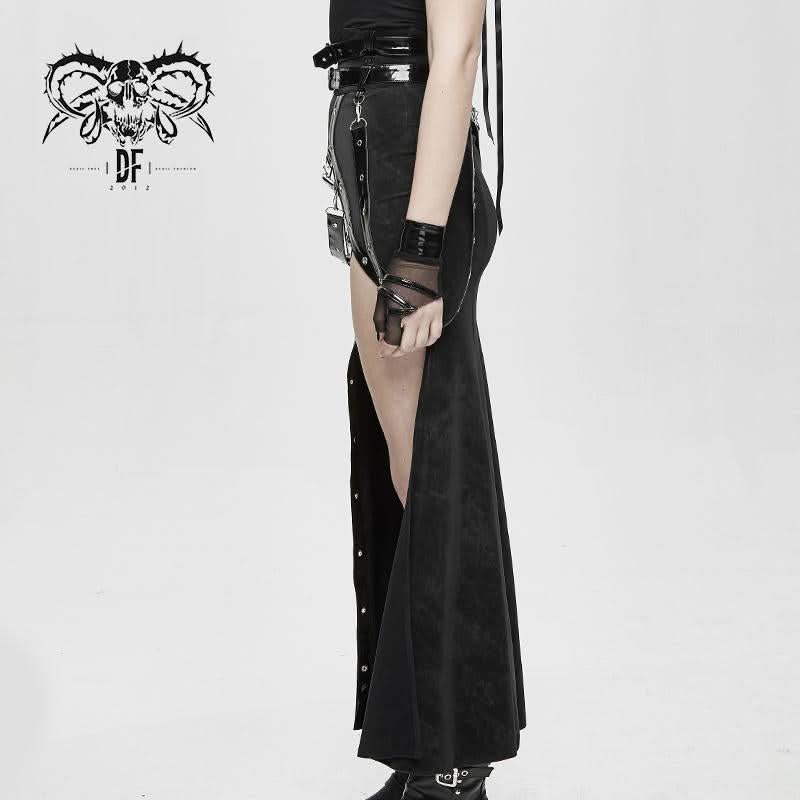'Tokyo Underground' Gothic Black Women Half skirts With Japanese Slit