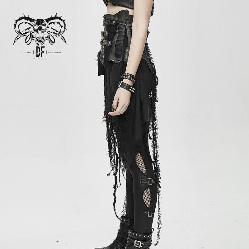 'Anachronistic Fantasy' Steampunk Faux Leather Distressed Skirt