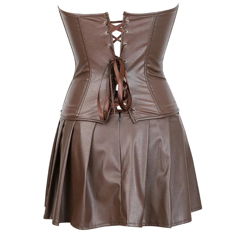 Faux Leather Corset Dress
