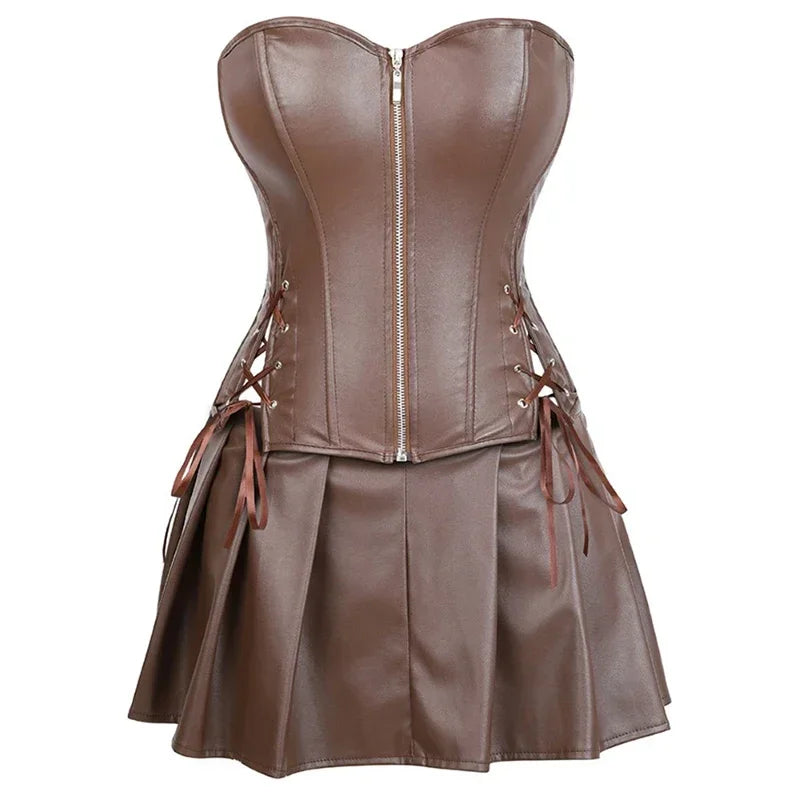 Faux Leather Corset Dress