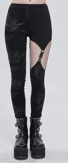 Women’s Gothic Cobweb Printed Cutout Pants