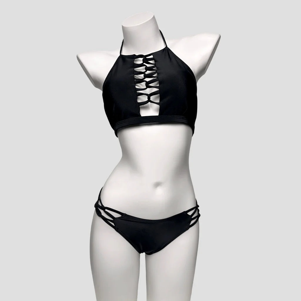 Women’s Grunge Halter Cutout Two Piece Bikini Set