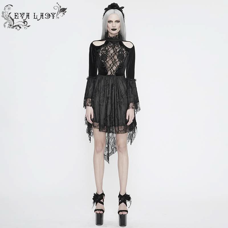 'Devil Inside Me' Gothic Dress with Shoulder Slits
