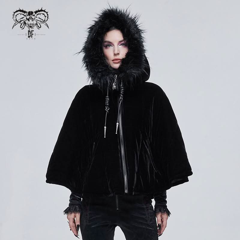 'Sweet Oblivion' Gothic Cape With Fur Lined Hood