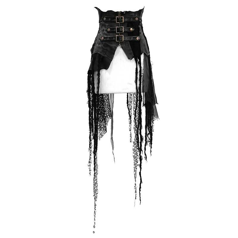 'Anachronistic Fantasy' Steampunk Faux Leather Distressed Skirt