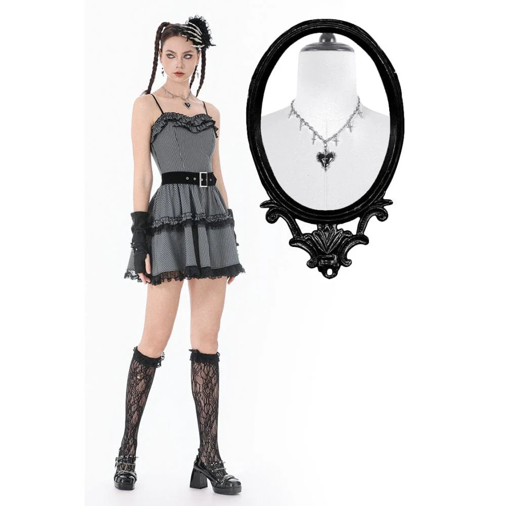 Women’s Gothic Cross Black Heart Necklace
