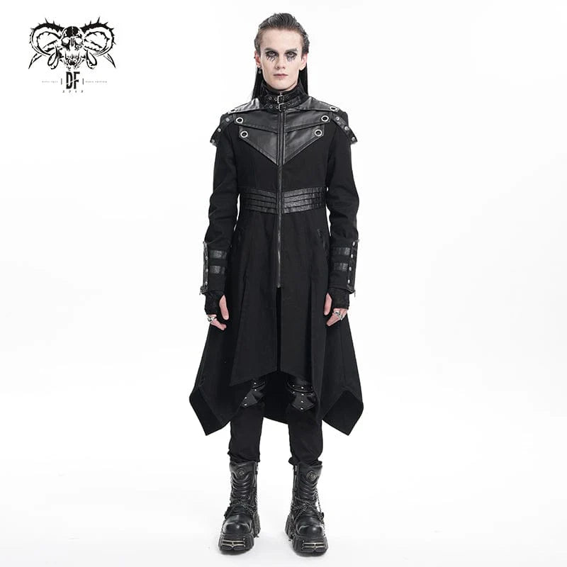 Men’s Gothic Eyelets Buckle-up Ring Coat