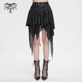Women’s Gothic Irregular Mesh Splice Buckle Skirt Black