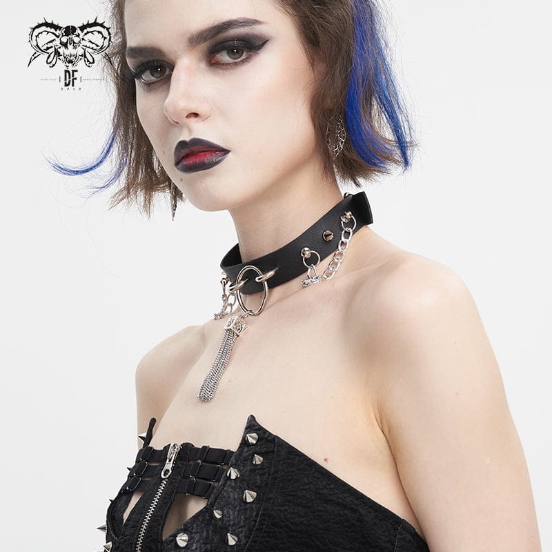 Women’s Gothic Studded Tassels Chain Choker