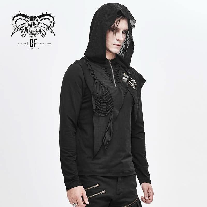 'Salander' Distressed Punk Hooded Top