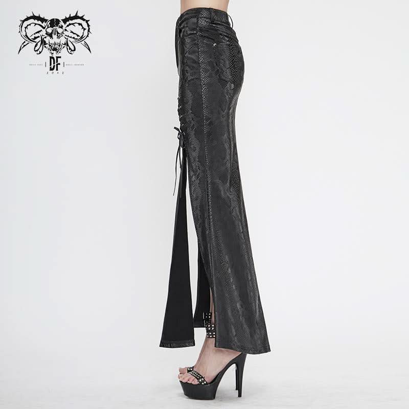 'Slither' Snakeskin Pattern A-Line Skirt