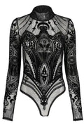 Black gothic MESH BODYSUIT CATHEDRAL CORSET