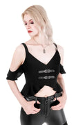 CATHEDRALIS BUCKLE PEPLUM TOP