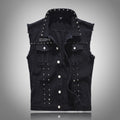 Men’s Punk Sleeveless Rivets Denim Vest