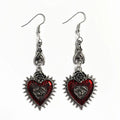 Women’s Gothic Bat Evil Eye Red Heart Earrings