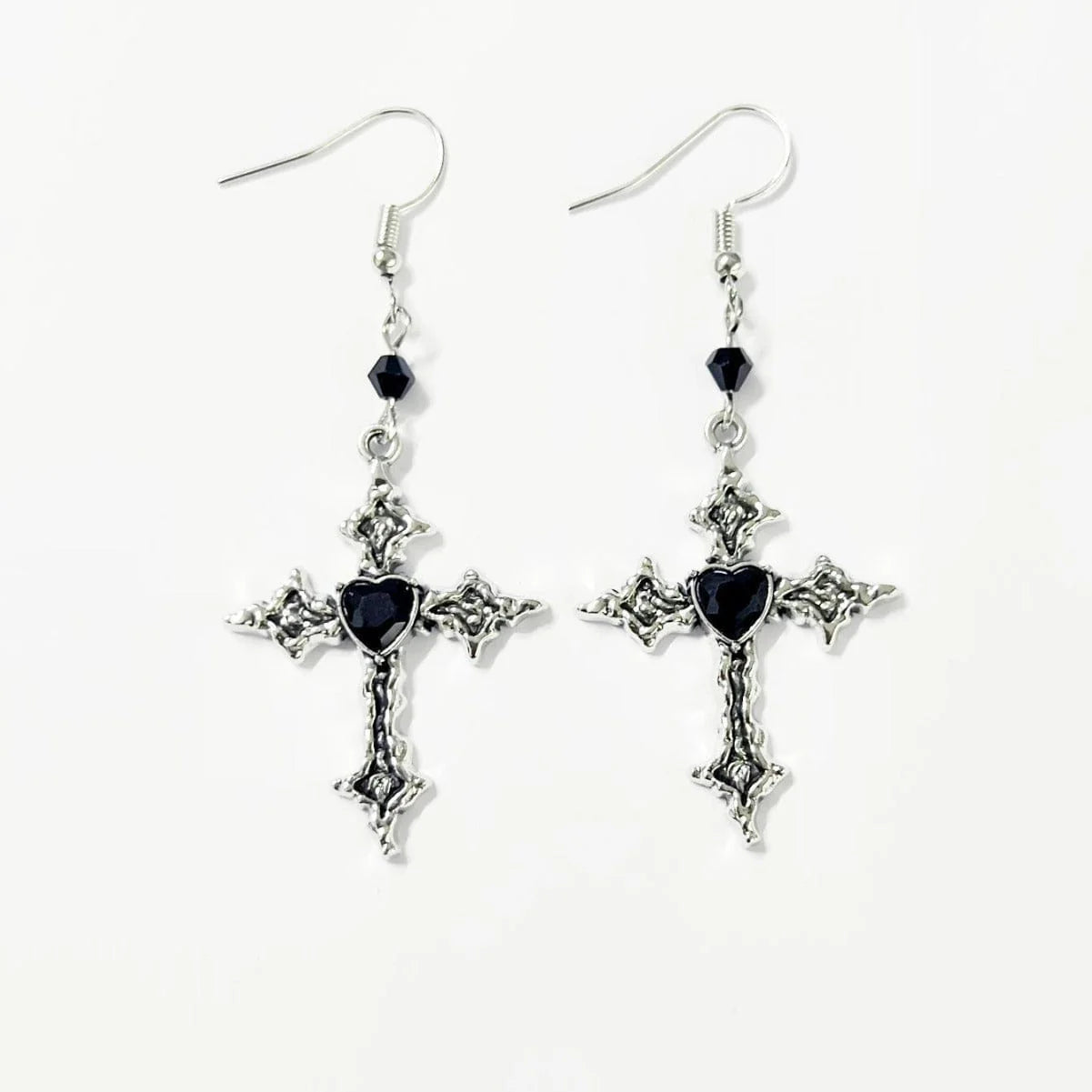 Women’s Gothic Cross Heart Earrings