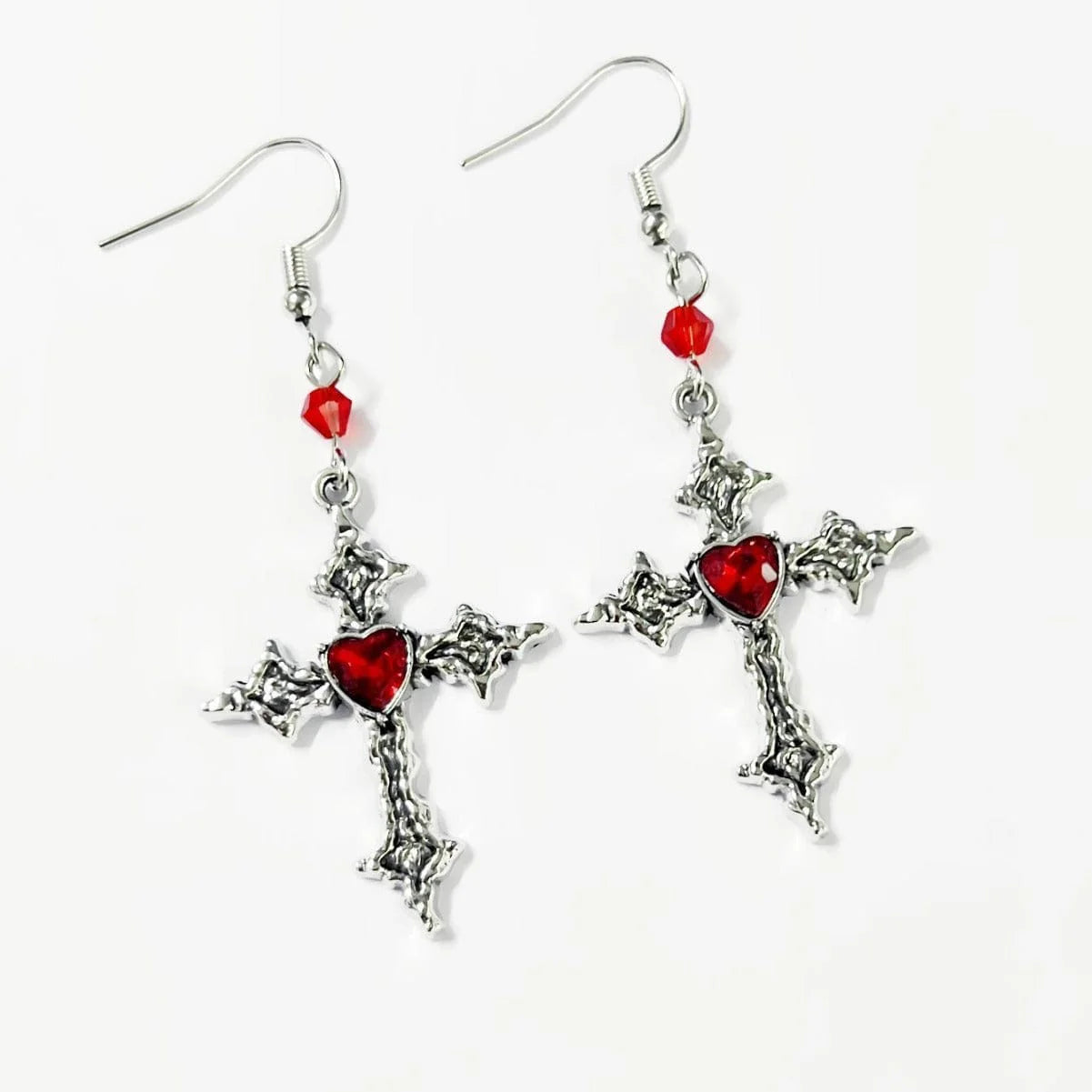 Women’s Gothic Cross Heart Earrings