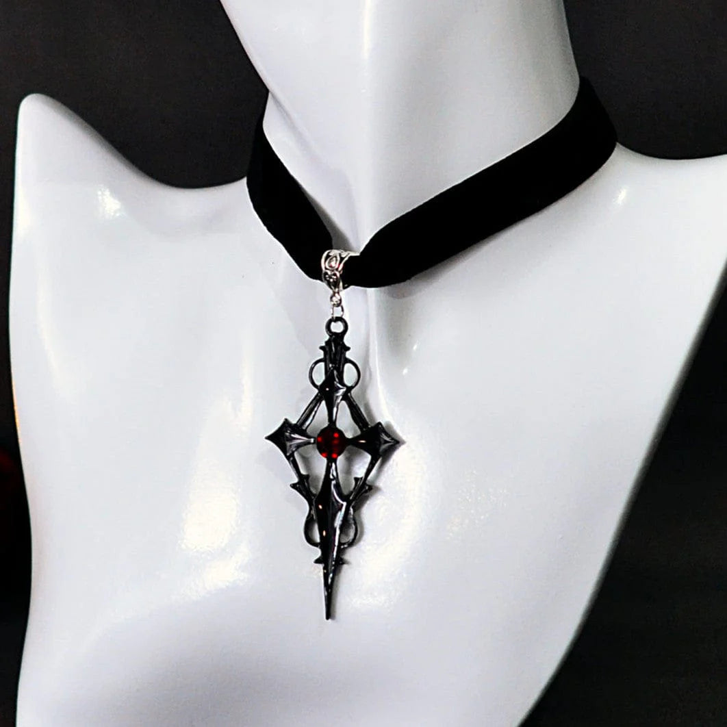 Women’s Gothic Diamante Cross Choker
