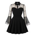Women’s Gothic Flared Sleeved Mesh Splice Grad Dress