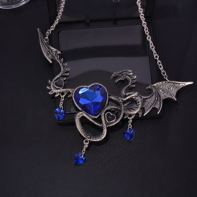 Women’s Gothic Heart&Dragon Pendant Necklace