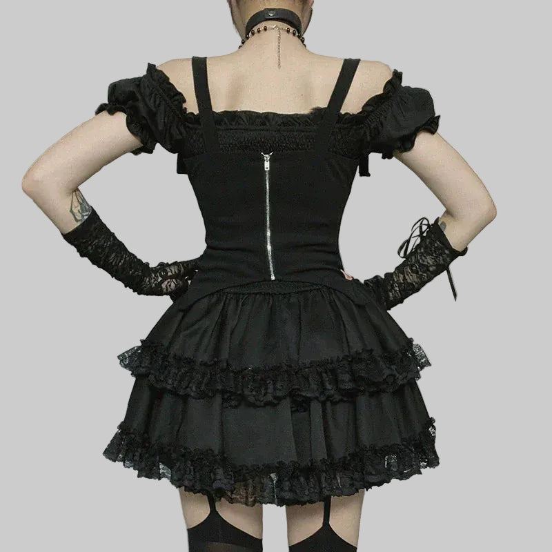Women’s Gothic Layered Off-Shoulder Dress
