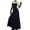 Women’s Gothic Shoulder Straps Slim Fitted Long Slip Dress