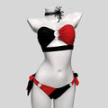 Women’s Grunge Contrast Color Ring Tie Side Bikini Set