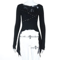 Women’s Grunge Irregular Eyelet Strap Square-cut Collar Top