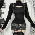 Women’s Punk Cut-out Buckle-up Long Sleeved Shirt