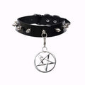 Women’s Rivets Pentacle Pendant PU Chokers