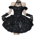 Women’s Gothic Off-the-shoulder Rose Layered Party Dress