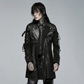 Men’s Punk Studded Faux Leather Zipper Jacket Black